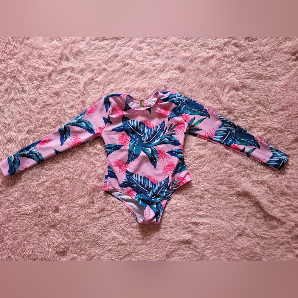 Shein Bikinx Toddler Girls Tropical Print Cut Out Tie Back One Piece Swimsuit